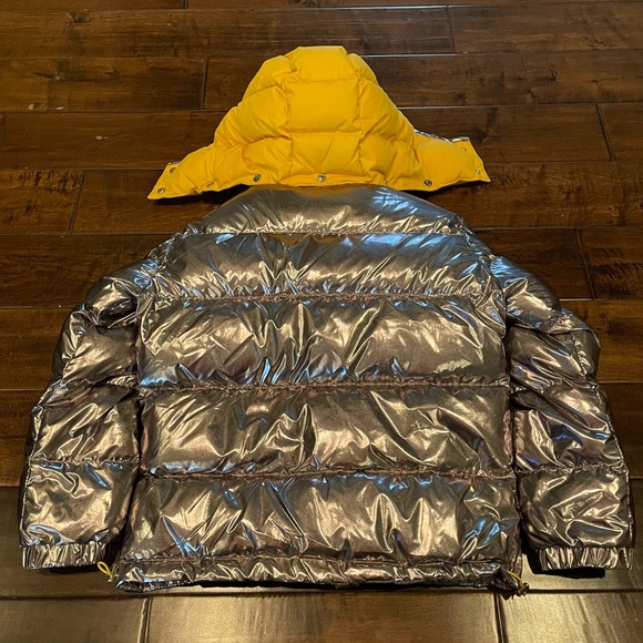 Moncler Silver and Yellow Kids Puffer Jacket - Picture 2 of 11